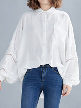 Women Age Reduction Hollow Stitching Simple Casual Shirt